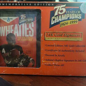 Vintage Wheaties Walter Payton 75th Collectibles 24K Gold Signature Mini Box